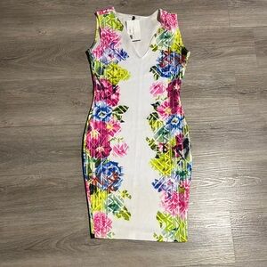 Cream Sleeveless V-Neck Bodycon Midi Dress